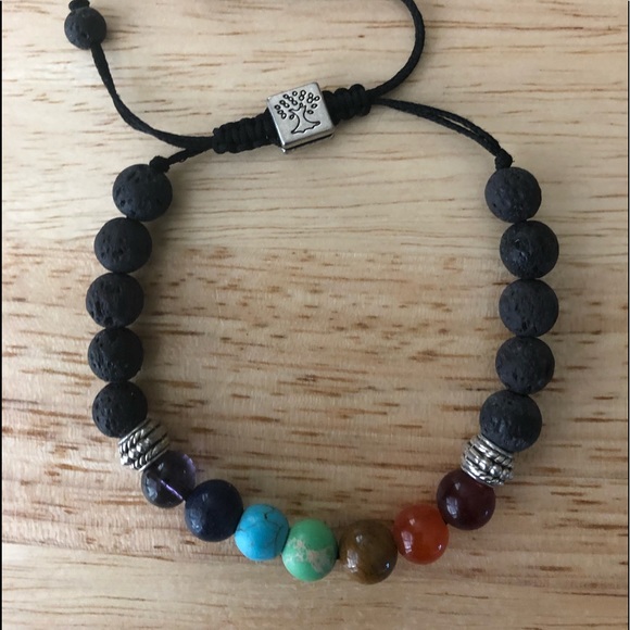 Chakra beads bracelet with lava stones. - Picture 1 of 1